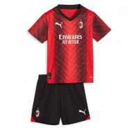 Koszulka piłkarska AC Milan Strój Domowy dla dzieci 2023-24 tanio Krótki Rękaw (+ Krótkie spodenki)